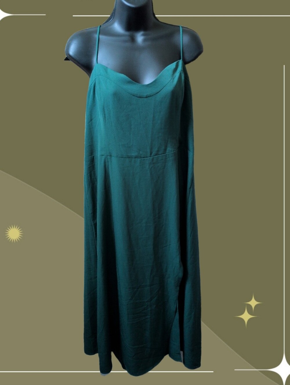 ✨ Abercrombie Camille Emerald Green Midi Dress Size L